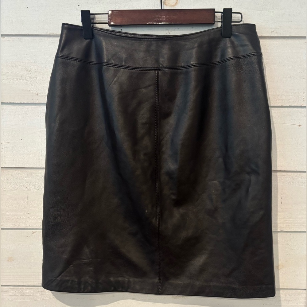 croft & barrow Black Leather Pencil Skirt